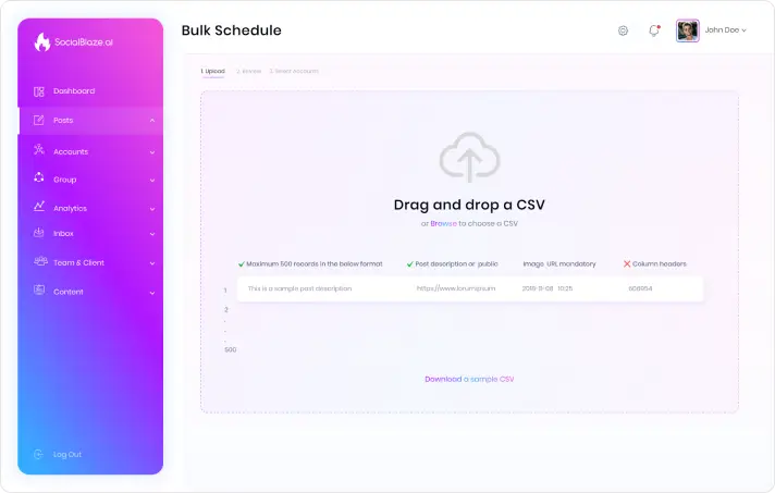 Social Media Bulk Scheduling