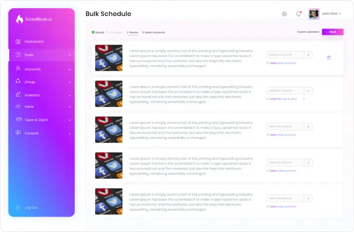 Social Media Bulk Scheduling